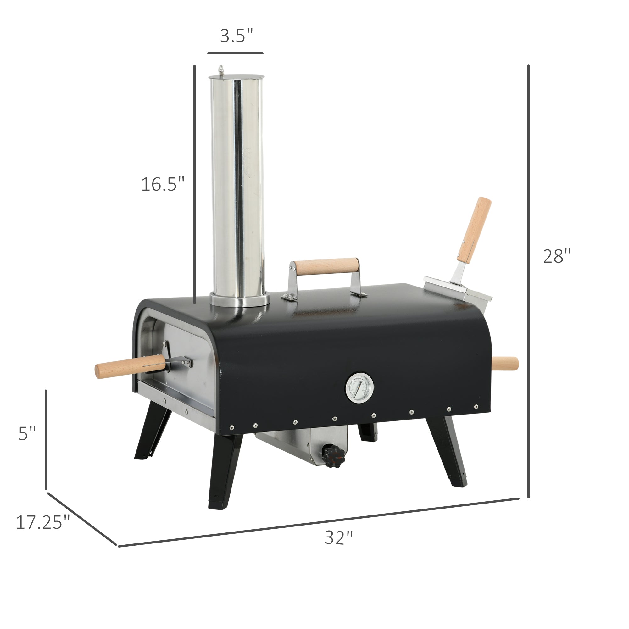 Pellet Wood Fired Pizza Oven, Outdoor Pizza Maker with 12" Rotating Stone, Peel and Waterproof Cover
