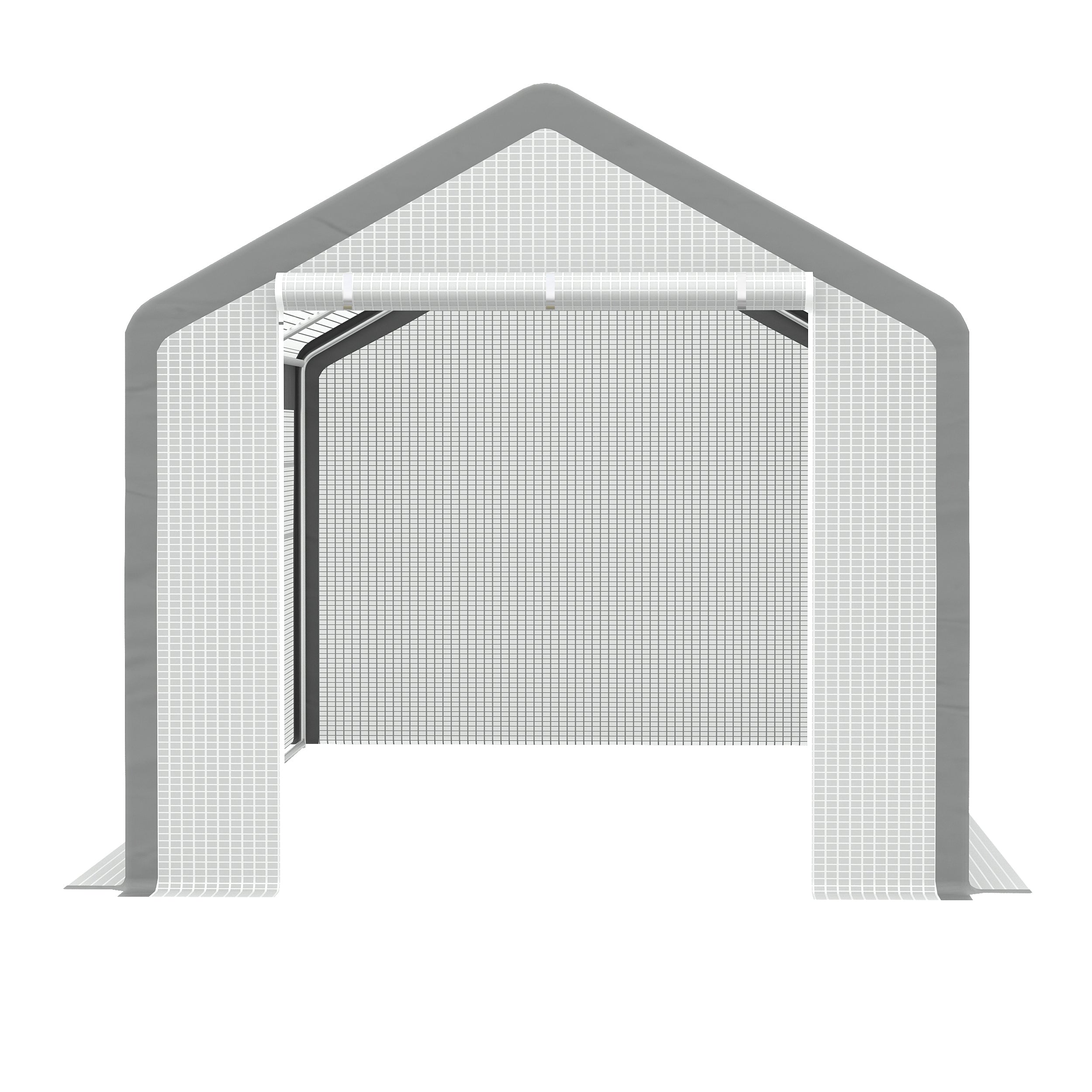 20' x 10' x 9' Walk-in Greenhouse, Outdoor Garden Warm Hot House with 6 Roll-up Windows, 2 Zippered Doors and Weather Cover, White