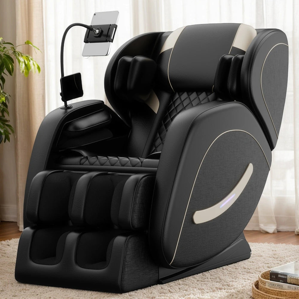 Zero Gravity Massage Chair Recliner with Lumbar and Leg Heating, Full Body Air Pressure, Bluetooth Audio, 51.5" L x 28.5" W x 39" H, Black