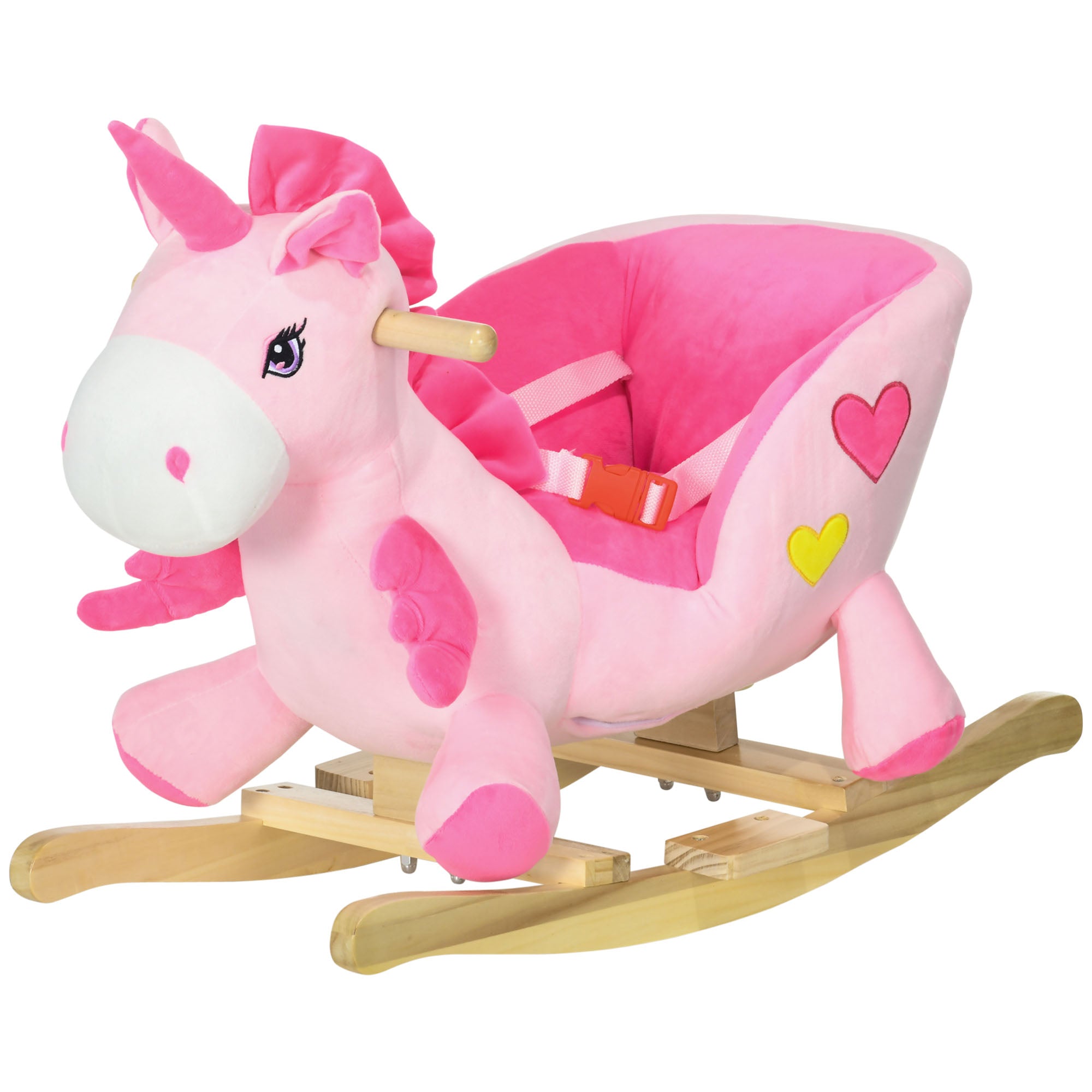 Baby Rocking Horse Ride On Unicorn with 32 Songs, Seatbelt, Pink