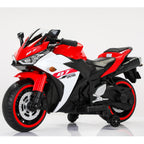 12V Kids Electric Ride-On Motorcycle with Training Wheels and Headlight, Motorbike with MP3 and Light-Up Wheels, 46" L x 20" W x 26" H, Red