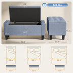 Storage Ottoman, Storage Bench with Wooden Legs, Tufted Armrests for Entryway, Living Room, Bedroom, 36.6", Dark Gray