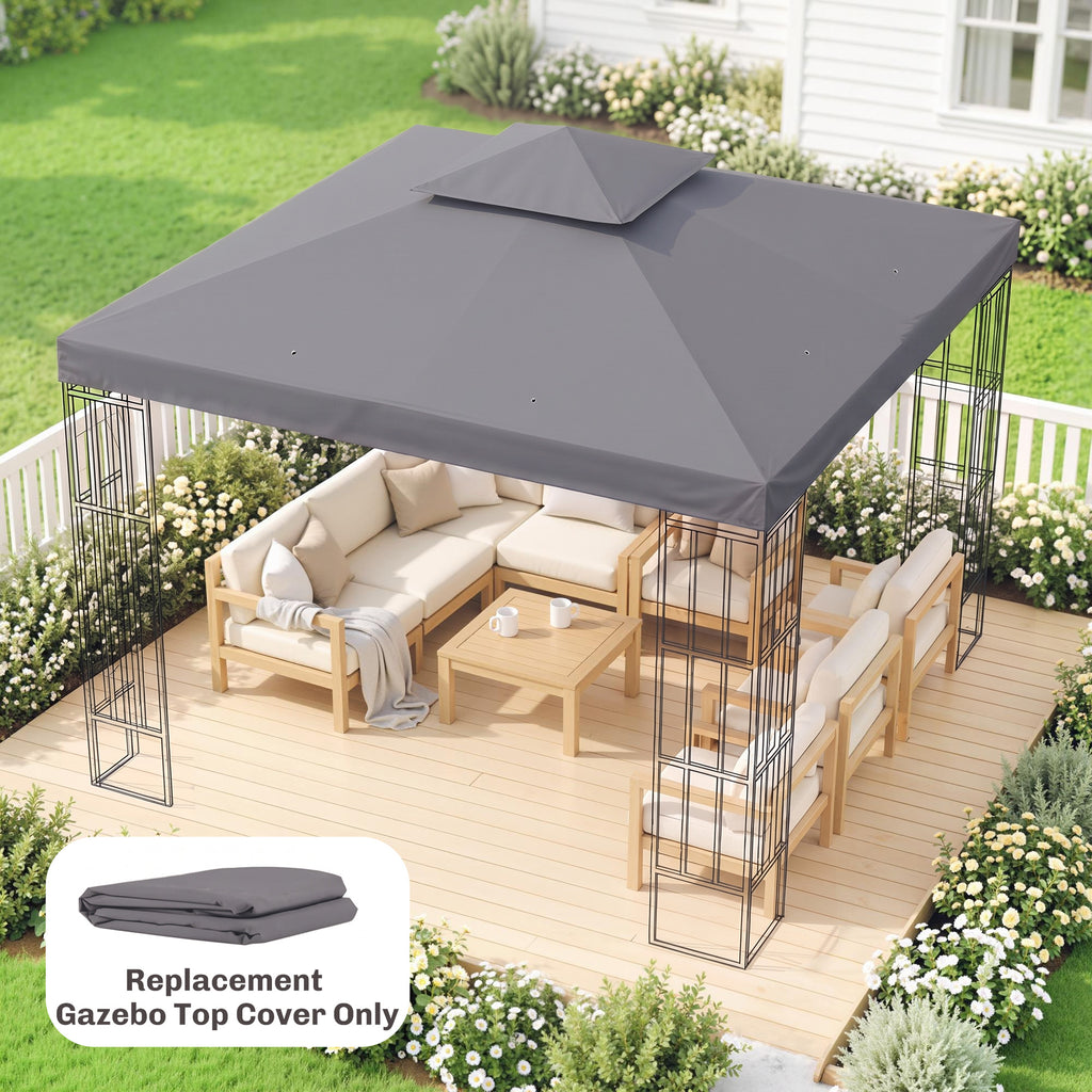 Gazebo Replacement Canopy for Model 01 -0153, 2-Tier Top Cover for 9.8' x 9.8' Gazebo, Charcoal (TOP ONLY)