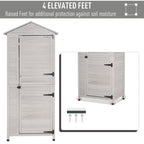 Wooden Garden Cabinet 4-Tier Storage Shed Lockable Organizer w/ Foot Pad Handle