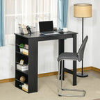 Modern Bar Table Counter Height Dining Table with 3 Storage Shelves for Kitchen, Dining Room, Living Room, Black