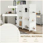 5 Panel 67" Tall Wood Privacy Screen Room Divider with 3 Shelves and Folding Storage for Bedroom, White