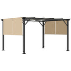 12' x 10' Outdoor Retractable Pergola Canopy with Sun Shade Unique Design Canopy Patio Metal Shelter for Garden Porch Beach, Beige