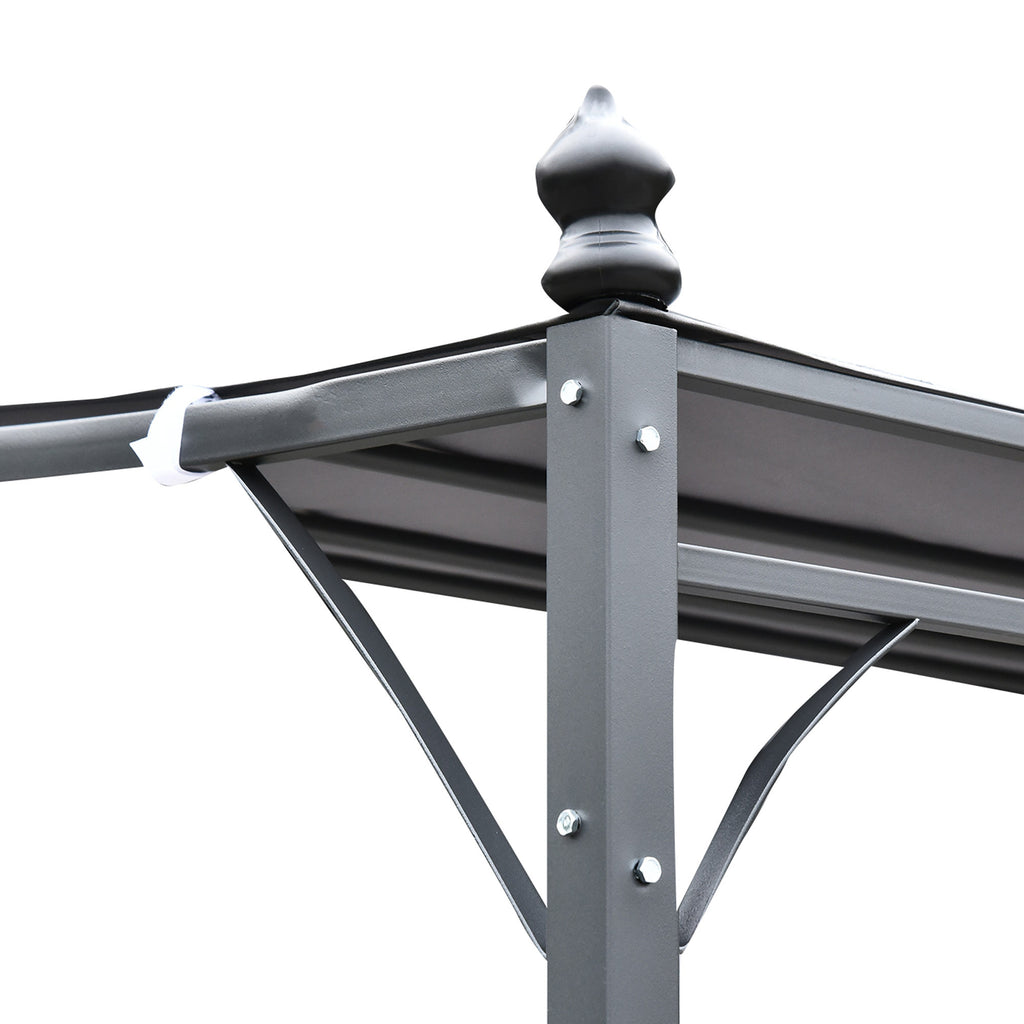 10' x 13' Outdoor Pergola Gazebo, Steel Patio Canopy with Weather-Resistant Fabric and Drainage Holes, Gray
