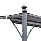 10' x 13' Outdoor Pergola Gazebo, Steel Patio Canopy with Weather-Resistant Fabric and Drainage Holes, Gray