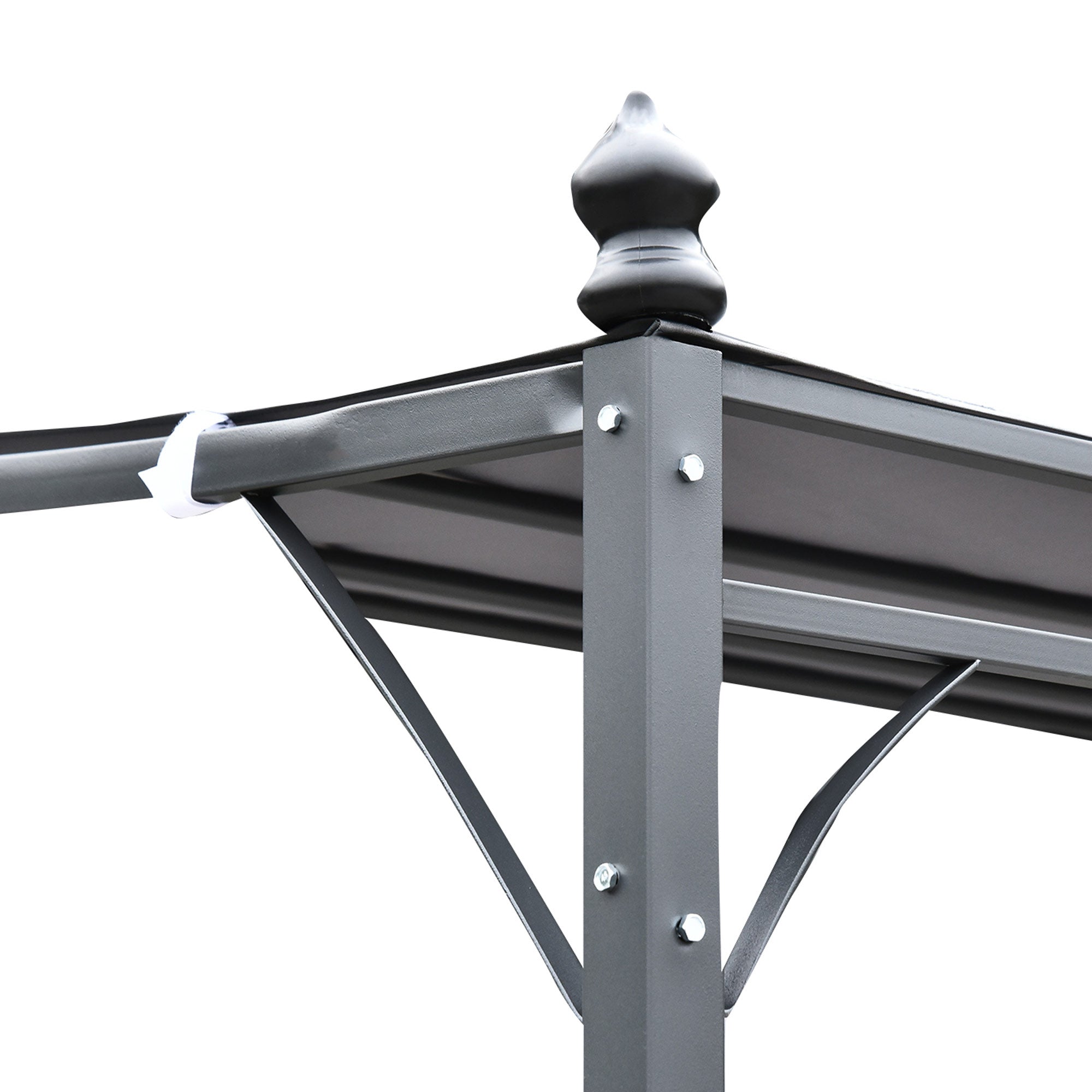 10' x 13' Outdoor Pergola Gazebo, Steel Patio Canopy with Weather-Resistant Fabric and Drainage Holes, Gray