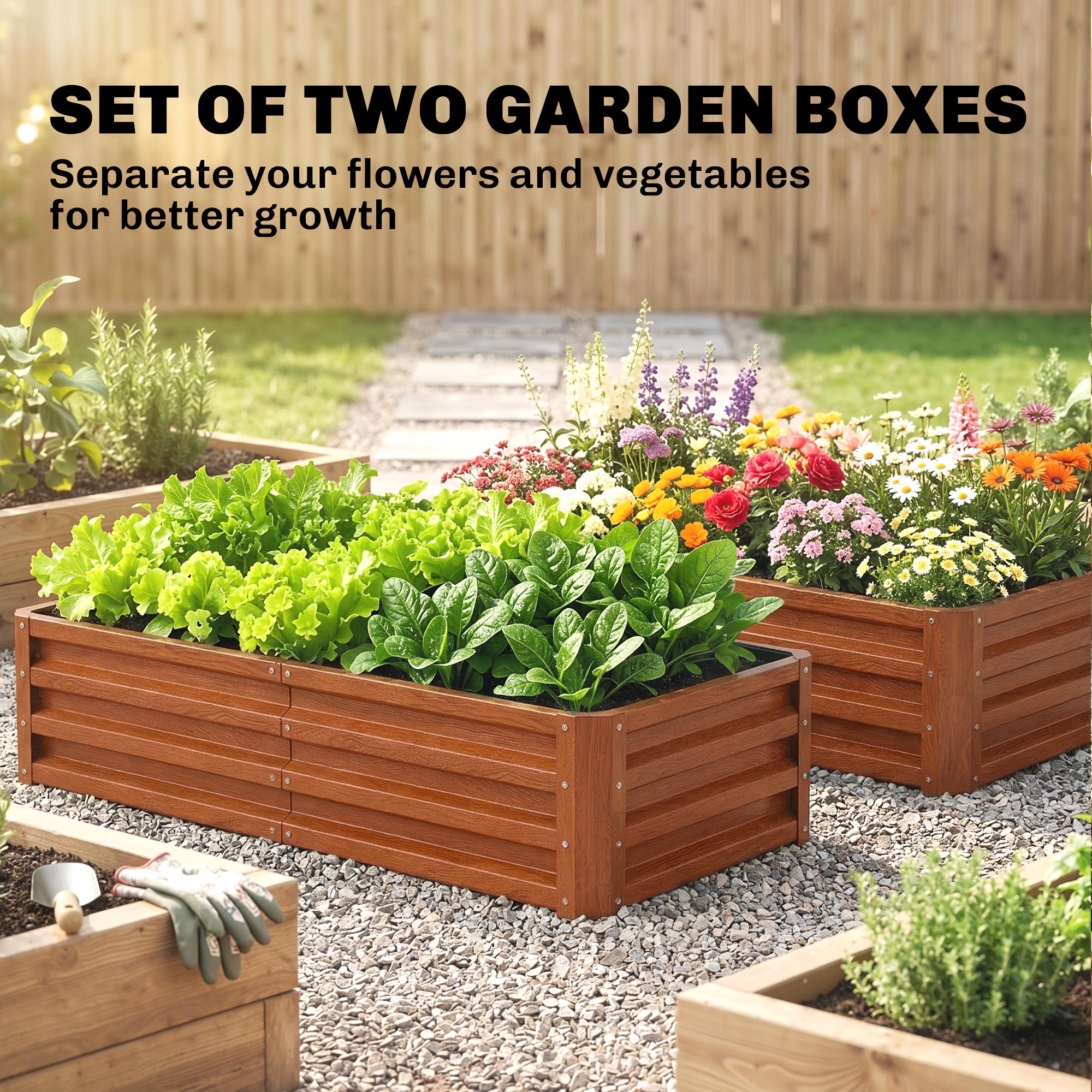 Galvanized Raised Garden Bed, 4' x 2' x 1' Metal Planter Box, for Growing Vegetables, Flowers, Herbs, Succulents, Brown