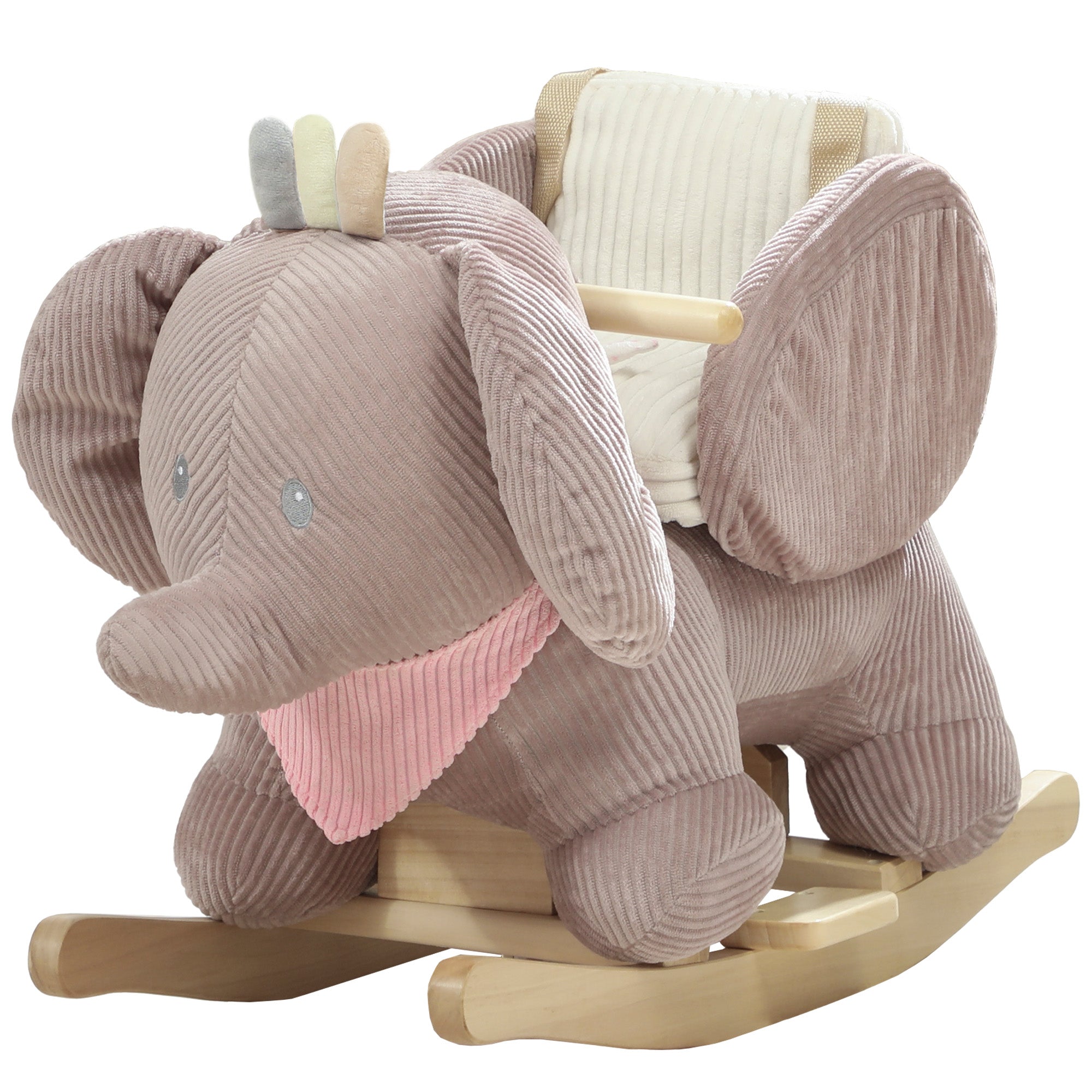 Baby Rocking Horse with Seat, Kids Ride On Toy with Realistic Elephant Sound and Safety Belt for 18 to 36 Months, Pink