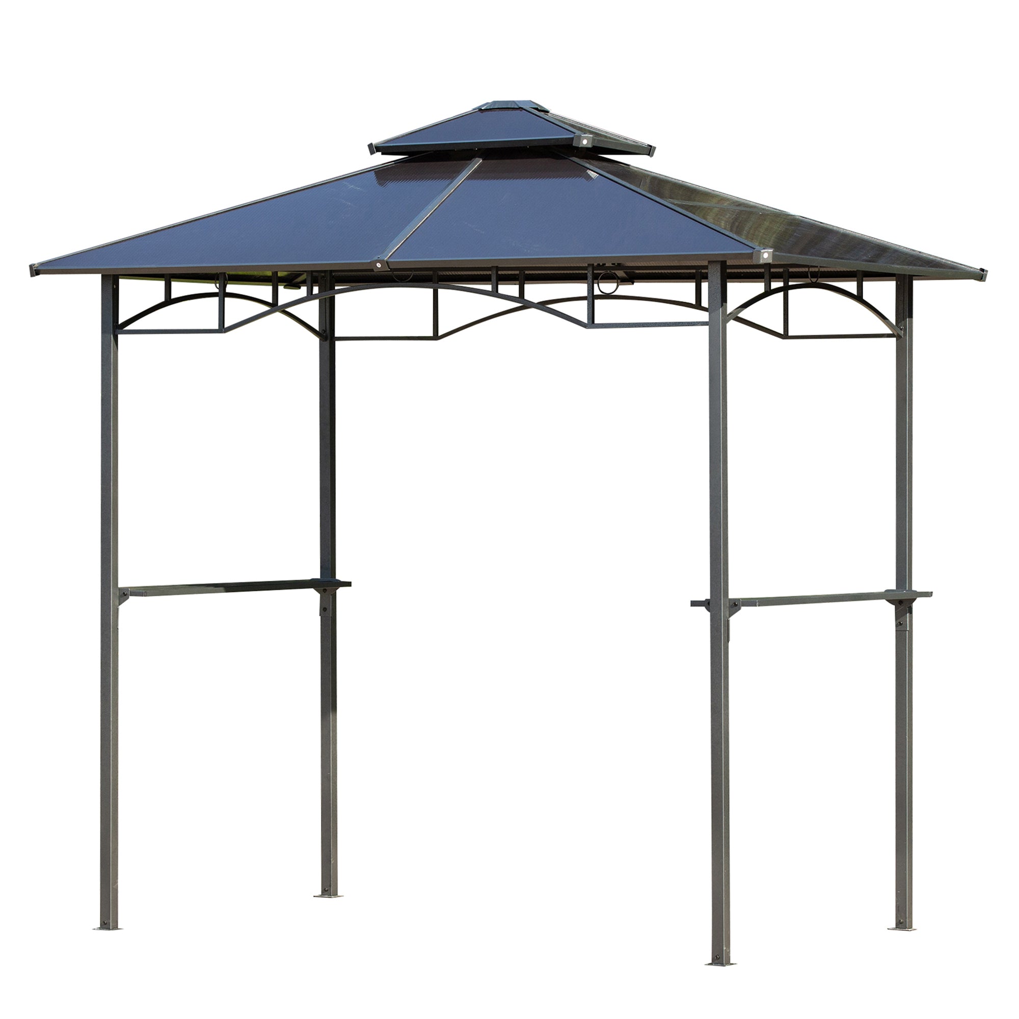 8' x 5' Barbecue Grill Gazebo Tent, Outdoor BBQ Canopy with Side Shelves, and Double Layer PC Roof, Brown