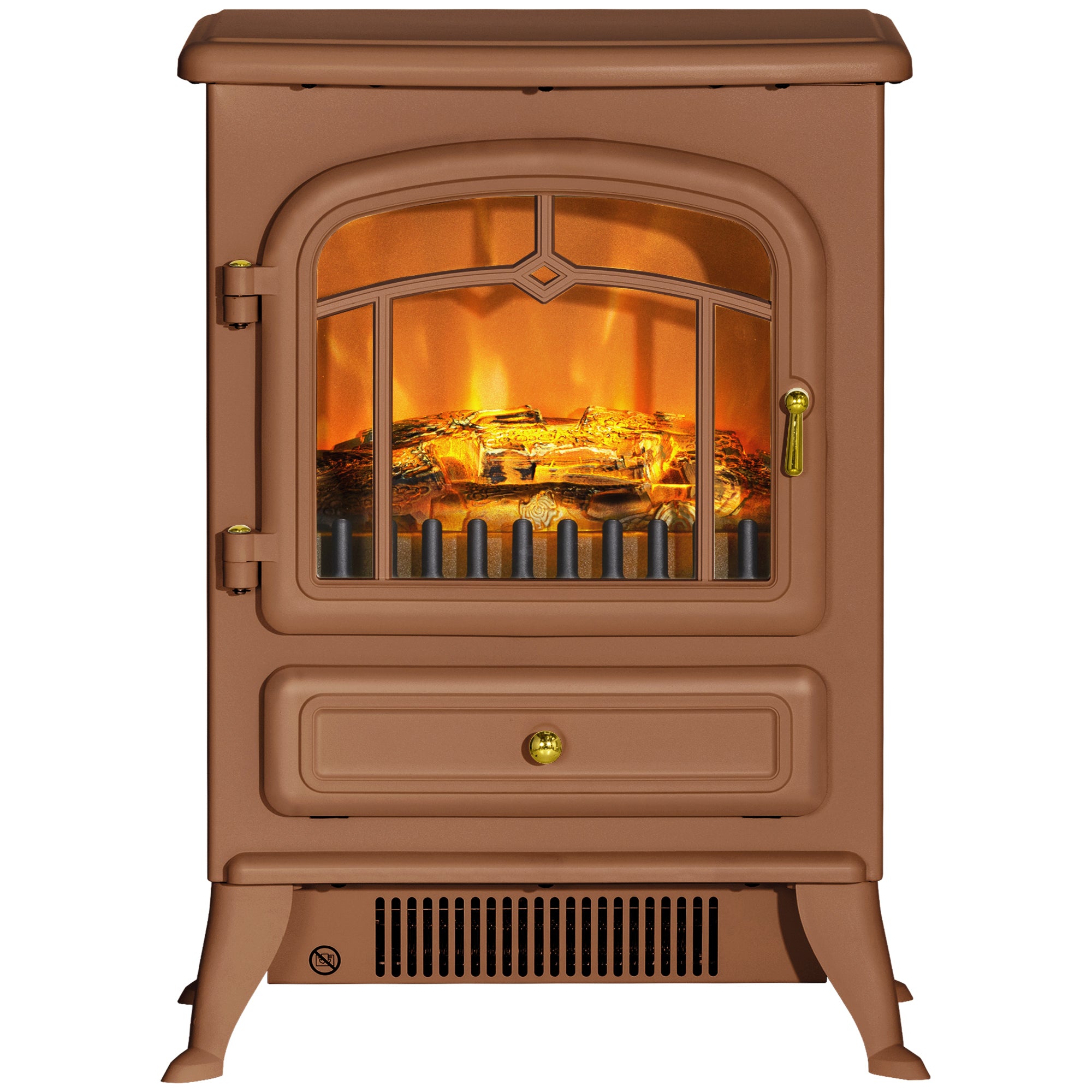 Fireplace Stove, Electric Fireplace Heater with Realistic LED Flames and Logs, 725W/1450W, Dark Brown