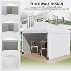 10' x 10' Pop Up Canopy Tent with 3 Sidewalls, Leg Weight Bags and Carry Bag, Height Adjustable, Instant Party Tent Event Shelter Gazebo for Garden, Patio, Cream