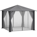 10' x 10' Patio Gazebo, Outdoor Gazebo Canopy Shelter with Netting & Curtains, Vented Roof, for Garden, Lawn, Backyard and Deck, Black
