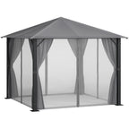 10' x 10' Patio Gazebo, Outdoor Gazebo Canopy Shelter with Netting & Curtains, Vented Roof, for Garden, Lawn, Backyard and Deck, Black