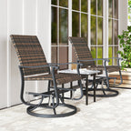 Wicker Rattan Swivel Patio Glider Chair Set of 2, Outdoor Glider Chair with Steel Frame, High Back, Brown