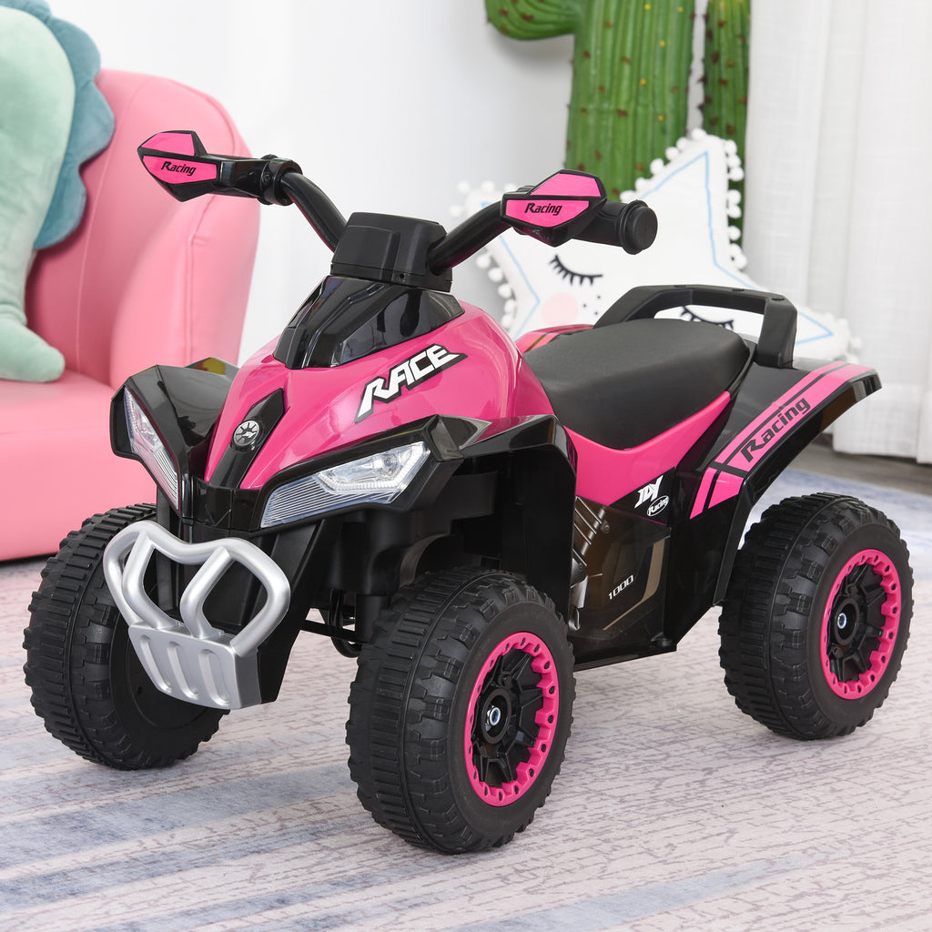 NO Power Kids Ride On Push Car, Ride Racer, Foot-to-floor Sliding Car, Walking ATV Toy with Music, Lights, for 1.5-3 Years Old, Pink
