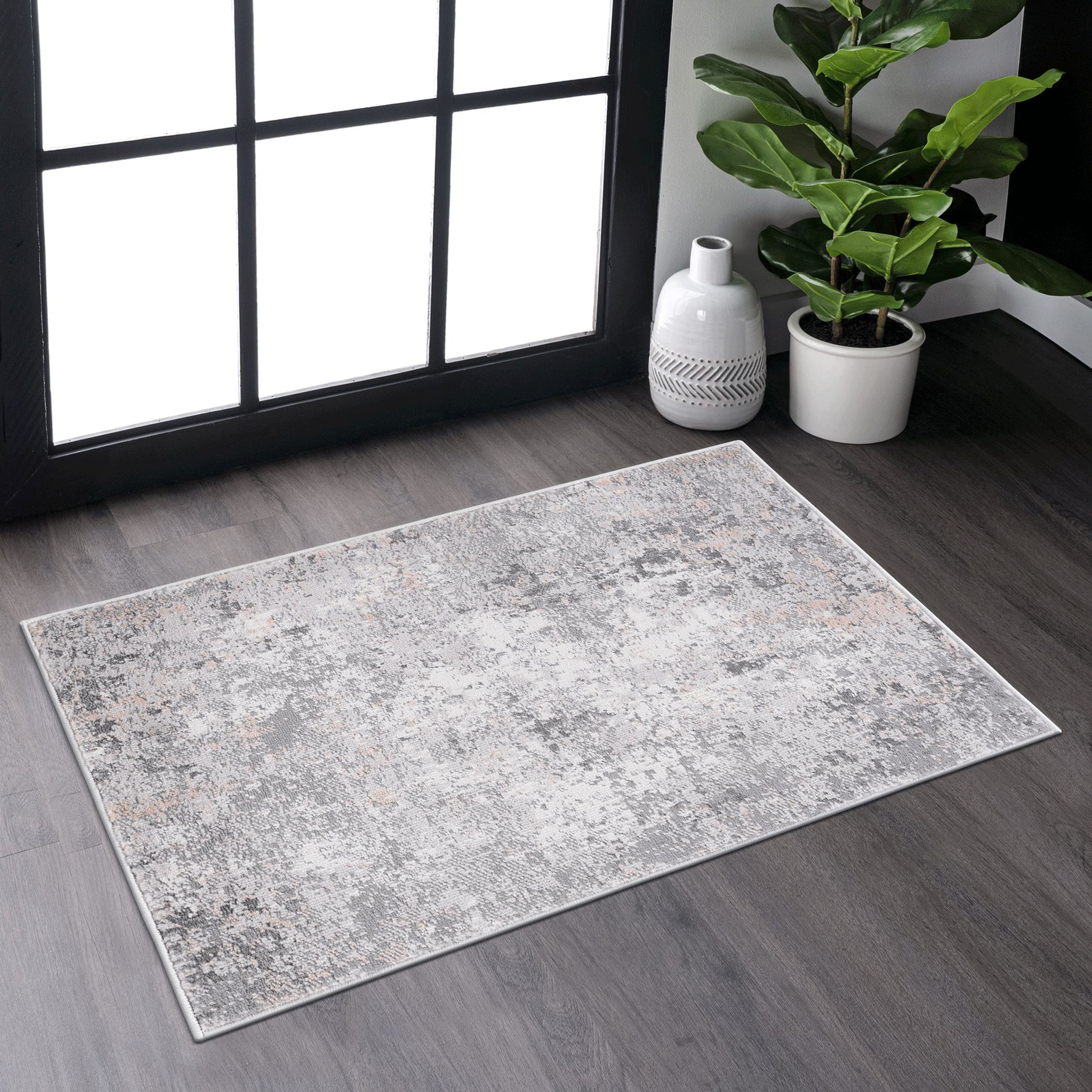 Naar 2x3 Abstract Stain-Resistant Area Rug with Non-Shedding Design, Kid and Pet-Friendly Carpet, 36" L x 24" W x 0.35" H, Gray