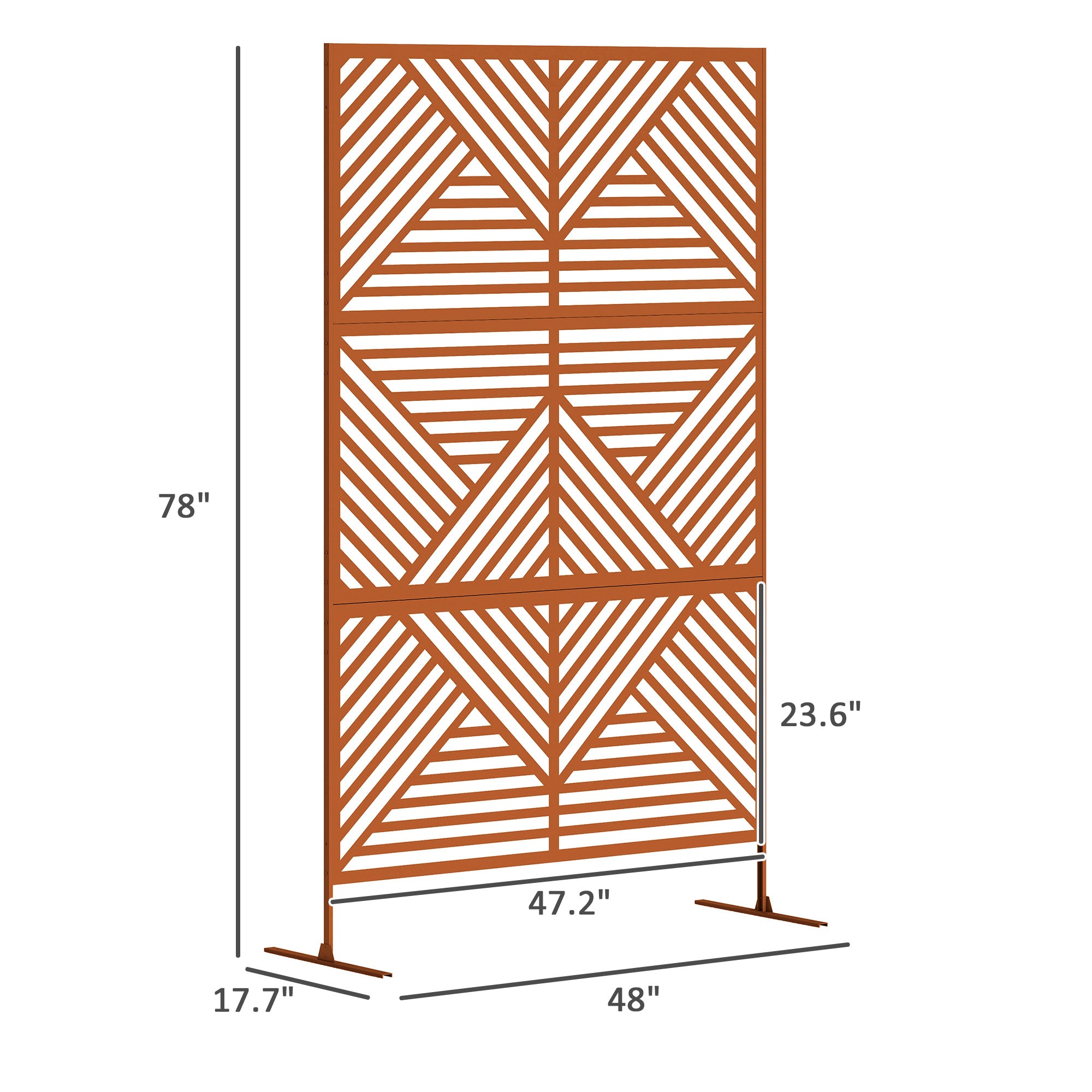 Decorative Privacy Fence Screen, Metal Outdoor Privacy Screen Climbing Plant Trellis with Stand, Rhombus Brown