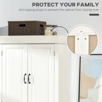 71" Freestanding Kitchen Pantry with 4 Doors and 2 Large Cabinets, Tall Storage Cabinet with Drawer, Distressed White