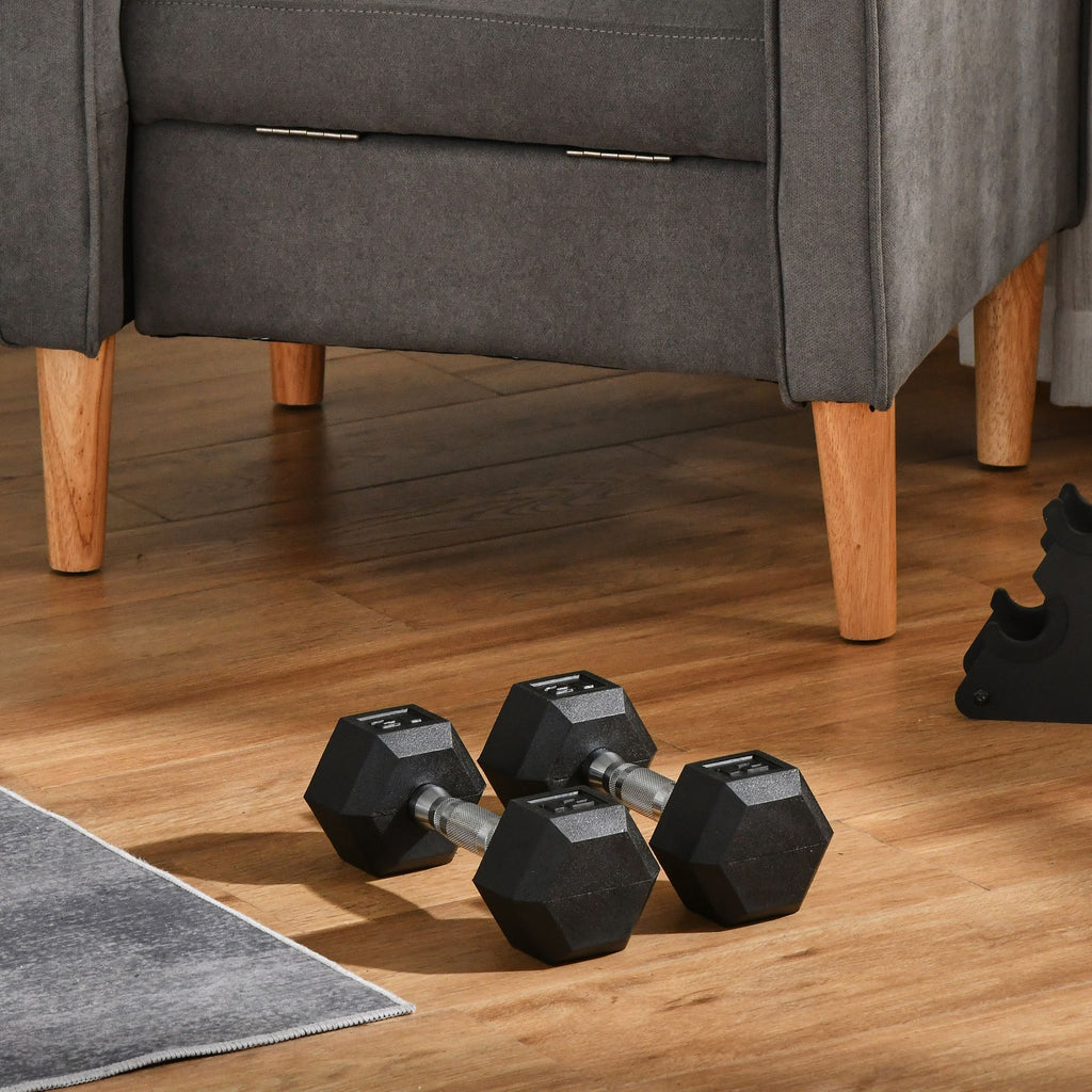 Hex Rubber Dumbbell Set for No Rolling