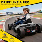 24V Electric Go Kart with Dual 150W Motors, Adjustable Seat & 11.2MPH High Speed, Slow Start, 5-Point Harness, White