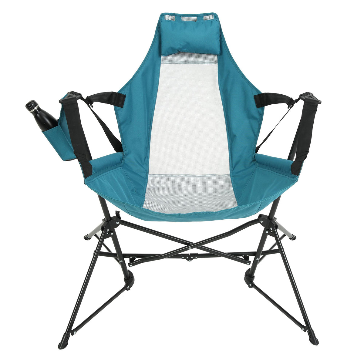 Set of 2 Hammock Camping Chair with Adjustable Back, Cup Holder, Carry Bag, Folding Portable Chairs with Pillow, 35" L x 38" W x 42" H, Blue