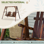 Wooden Porch Swing with Stand, 2-Seat Patio Swing Chair with Center Table, for Garden, Poolside, Backyard