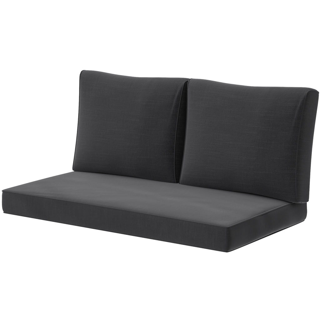 2 Seat Patio Furniture Cushions, Thick Outdoor Loveseat Cushion Set with Removable Cover, 46x26x5 in, Black