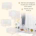 Pet Playpen DIY Small Animal Cage Open Enclosure Portable Plastic Fence 12 Panels for Guinea Pig Hedgehog White, 18" x 14"