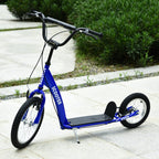 Youth Scooter Kick Scooter for Kids 5+ with Adjustable Handlebar 16" Front and 12" Rear Dual Brakes Inflatable Wheels, Blue
