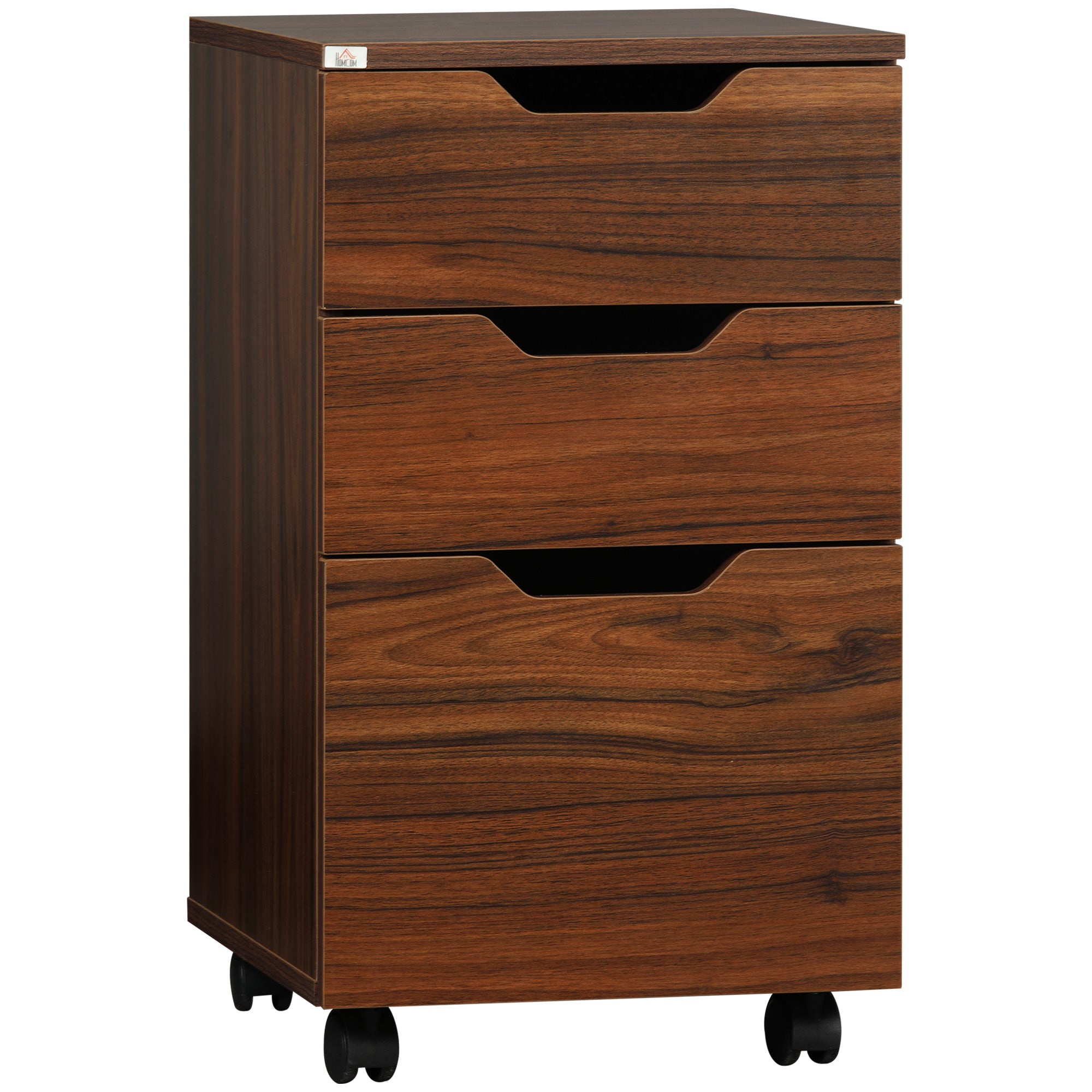 3 Drawer Mobile File Cabinet, Rolling Printer Stand, Vertical Filing Cabinet, Brown Wood Grain