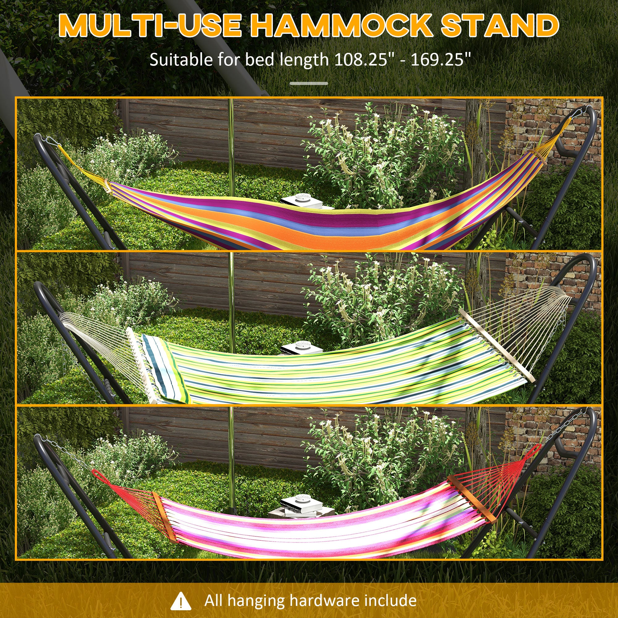 Hammock Stand, Portable Adjustable Steel Frame Hammock Stand, Weather Resistant, 10.3', 550 lbs. Capacity, Black