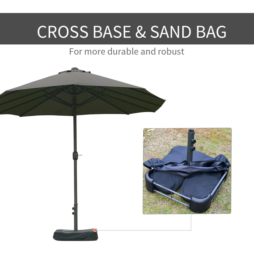 Patio Umbrella 15' Steel Rectangular Outdoor Double Sided Market with base, UV Sun Protection & Easy Crank for Deck Pool Patio Dark Gray