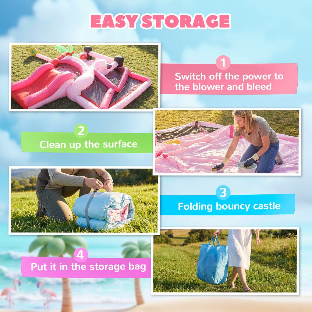 Inflatable Bounce House with Ball Pool, Basketball Hoop, Jumping Bouncy Castle with Blower for Indoor Outdoor, Pink