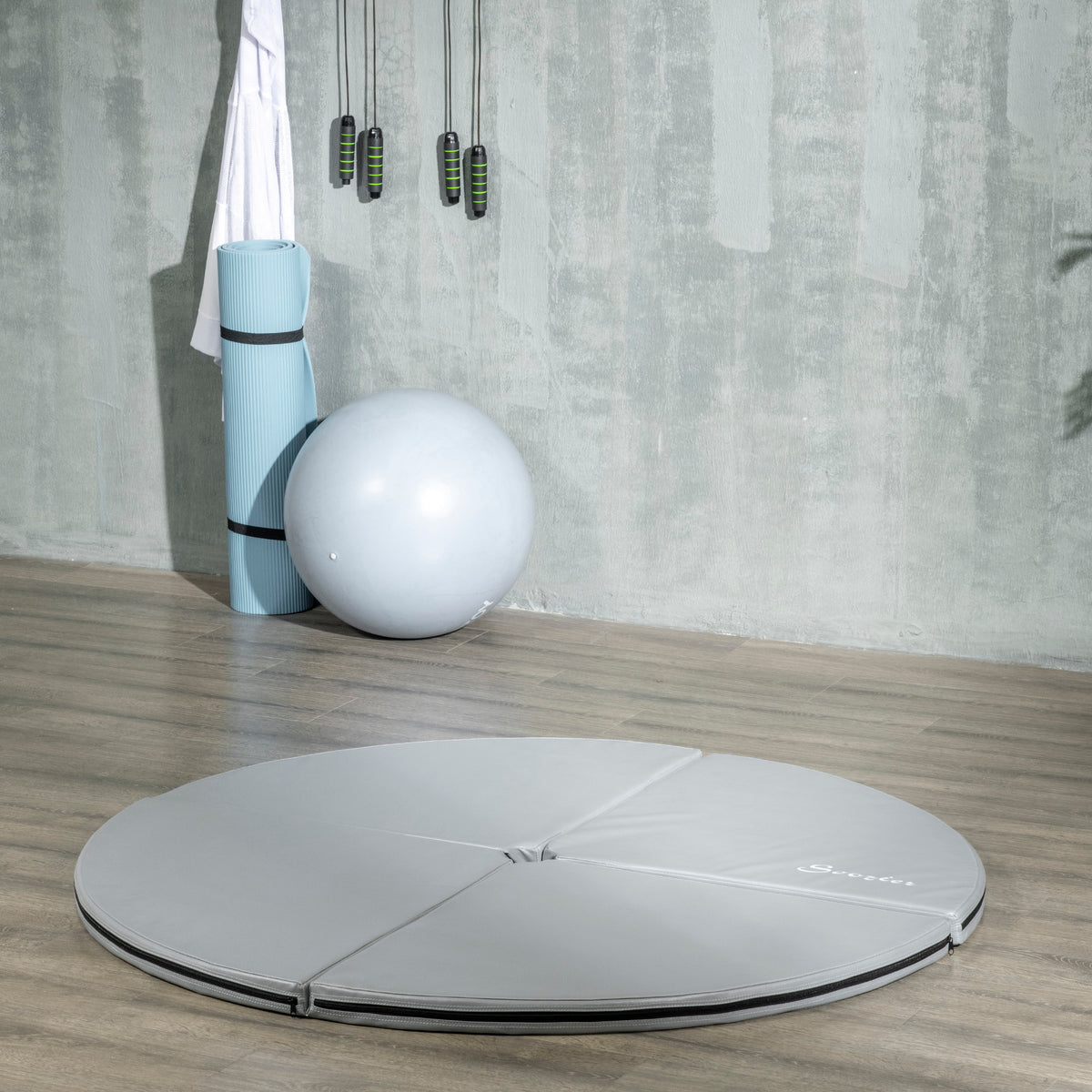 Pole Dance Mat, 2"T x 5'W Folding Pole Crash Mat for Home, Lightweight and Foldable, Gray