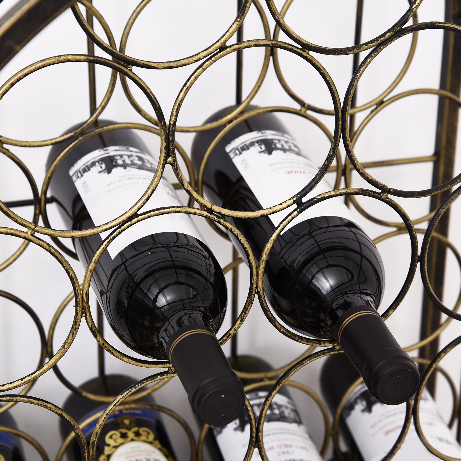 45 Bottle Wrought Iron Wine Rack Jail with Lock - Antique Bronze