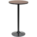 41" H Bar Height Round Bar Table, Rustic Industrial Pub Table, Elm Wood Top Bistro Table with Metal Base