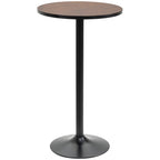 41" H Bar Height Round Bar Table, Rustic Industrial Pub Table, Elm Wood Top Bistro Table with Metal Base