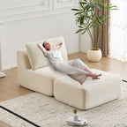 Compressed Sofa Modern Memory Foam Sectional with Pet-Friendly Corduroy Fabric, Modular Sofas for Small Spaces Single Chaise Longue for Living Room, 71" L x 36" W x 28.5" H, Beige