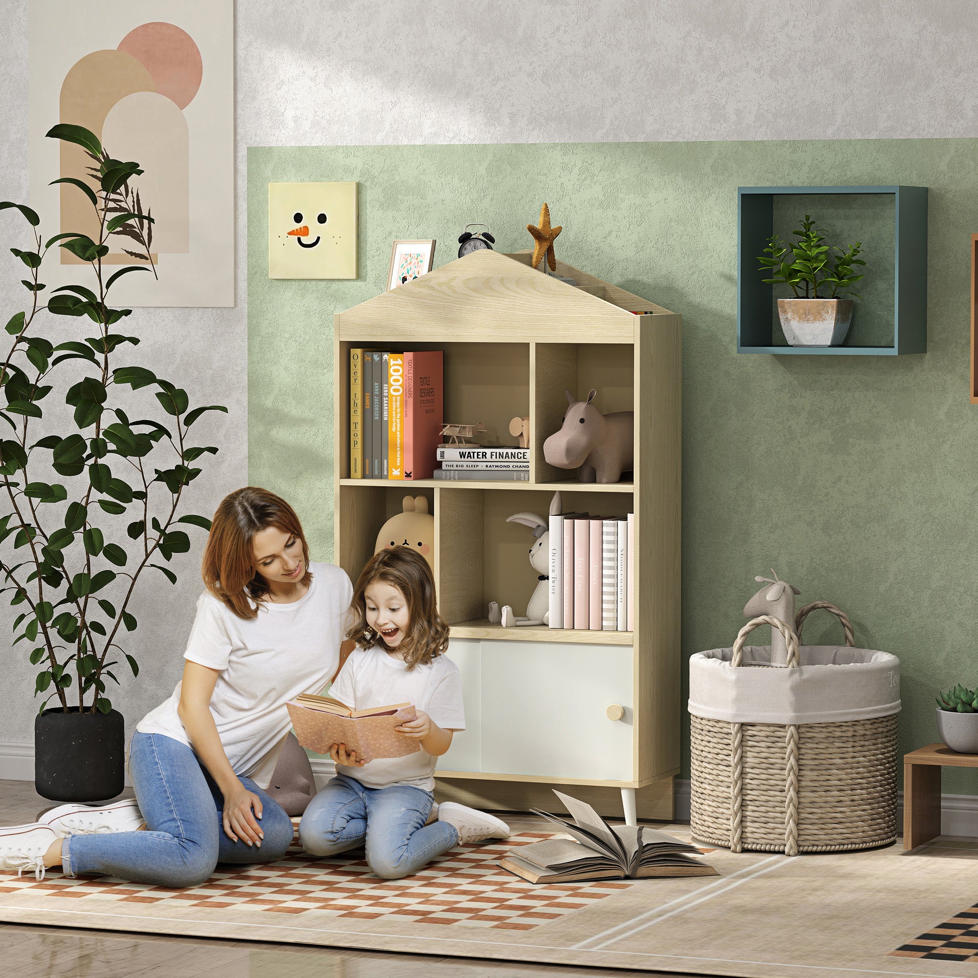 4-Cubby Children's Toy Shelf, Kids Bookshelf and Toy Storage for Playroom, Children's Room, Living Room,