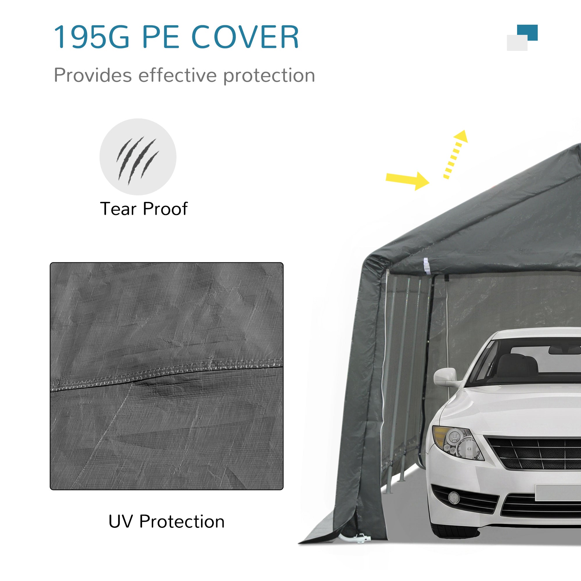 12' x 20' Carport Portable Garage, Heavy Duty Storage Tent, Patio Storage Shelter w/ Anti-UV PE Cover, Gray