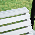 3-Seater Wooden Porch Swing, Patio Swing Bench with Folding Coffee Table, Cup Holders and Chains Included, 440lbs Weight Capacity, White