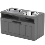 Elevated Dog Bowls, Large Breed Raised Dogs Bowl Stand with 2 Stainless Steel Bowls, Storage Drawer and Slow Feeder Mat