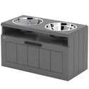 Elevated Dog Bowls, Large Breed Raised Dogs Bowl Stand with 2 Stainless Steel Bowls, Storage Drawer and Slow Feeder Mat