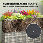 Tall Rectangular Planter with Removable Liner, Holes, PE Wicker Large Planter Box for Indoor Outdoor Plants, Gray
