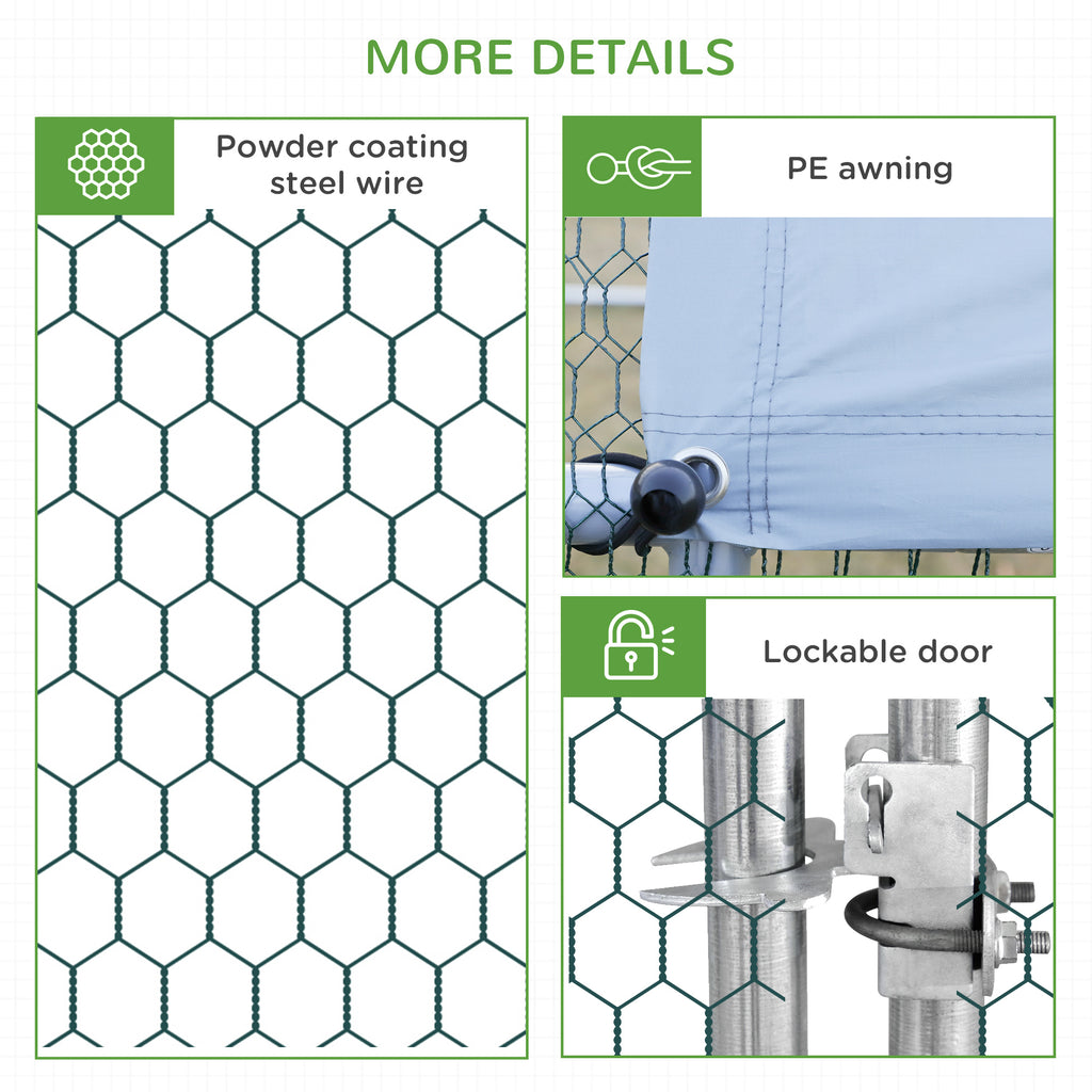 Large Chicken Coop Metal Chicken Run with Waterproof and Anti-UV Cover, Spire Shaped Walk in Fence Cage Hen House for Outdoor and Yard Farm Use, 1" Tube Diameter, 9.8' x 13.1' x 6.6'