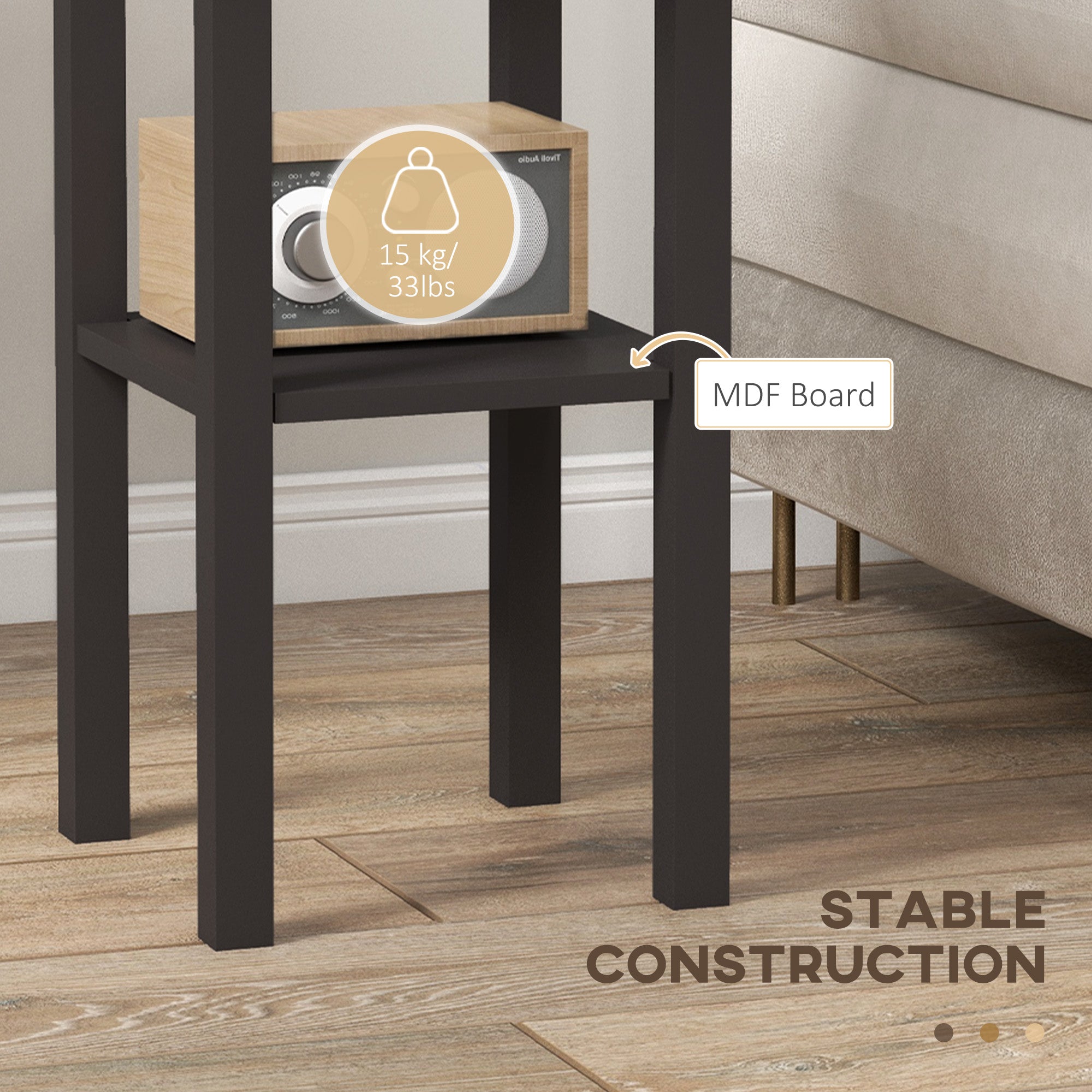 2-Tier Side Table with Drawer and Shelf, End Table for Living Room and Hallway, Coffee